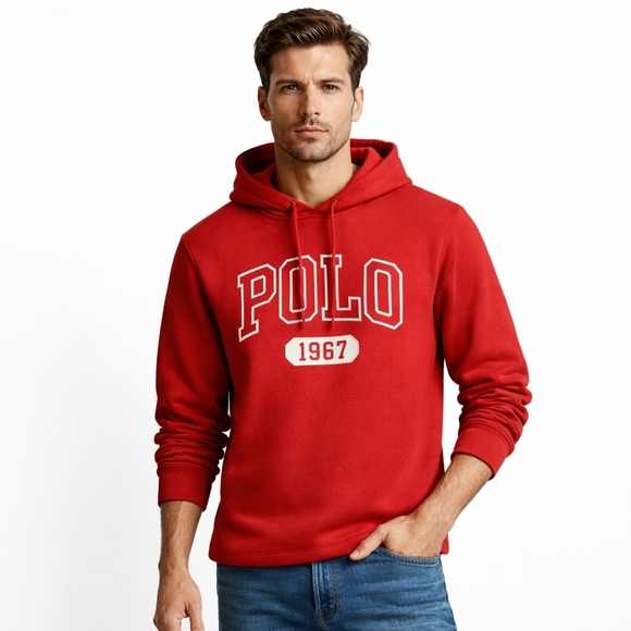 Polo Ralph Lauren Other - Polo Ralph Lauren Red Graphic Hoodie 1967 Logo Pullover Sz M